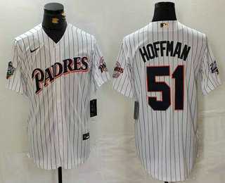 Men%27s San Diego Padres #51 Trevor Hoffman White Pinstripe Nike Jersey->san diego padres->MLB Jersey